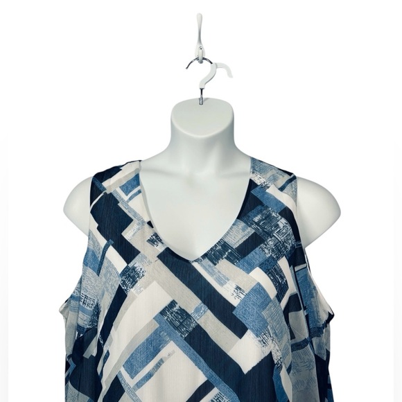 NWOT, Laura Plus, Sleeveless Tunic, Plus Size 1X, Blue, White, Gray - Picture 3 of 8